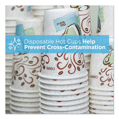 Perfectouch Hot Cups, Individually Wrapped, 8 Oz, Paper, Coffee Haze Design, 50/sleeve, 20 Sleeves/carton