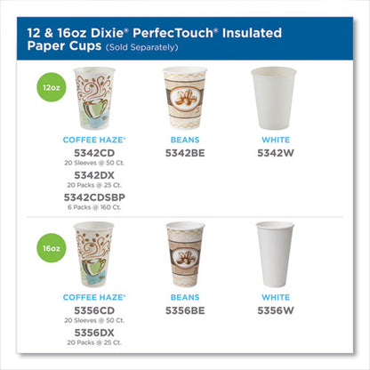Perfectouch Paper Hot Cups, 12 Oz, Coffee Haze Design, 25/sleeve, 20 Sleeves/carton