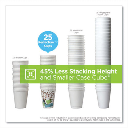Perfectouch Paper Hot Cups, 12 Oz, Coffee Haze Design, 25/sleeve, 20 Sleeves/carton