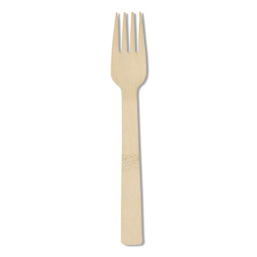 Bamboo Cutlery, Mediumweight Fork, Paper, Light Golden, 100/pack, 10 Packs/carton