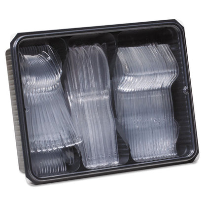 Cutlery Keeper Tray With Clear Plastic Utensils, Heavyweight, Fork/knife/spoon, Plastic, Crystal Clear, 1,800/carton