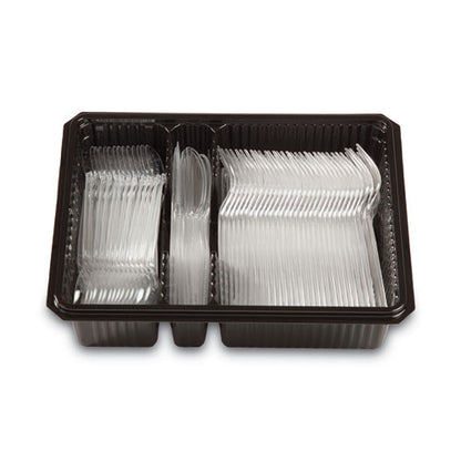 Combo Pack, Tray With Clear Plastic Utensils, Heavyweight, (90) Forks/(30) Knives/(60) Spoons, Plastic, Clear, 1,800/carton
