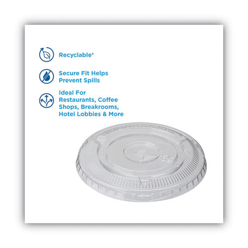 Cold Drink Cup Lids, Fits 9 Oz To 12 Oz Cold Cups, Plastic, Clear, 100/sleeve, 10 Sleeves/carton