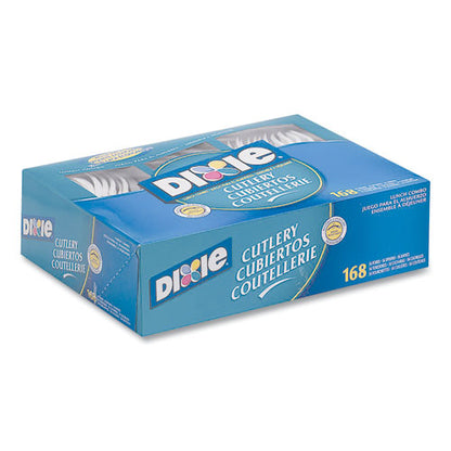 Combo Pack, Tray With White Plastic Utensils, Heavyweight, Fork/knife/spoon, 168/pack, 6 Packs/carton
