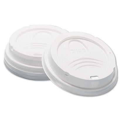 Dome Hot Drink Lids, Fits 8 Oz Hot Cups, Plastic, White, 100/sleeve, 10 Sleeves/carton