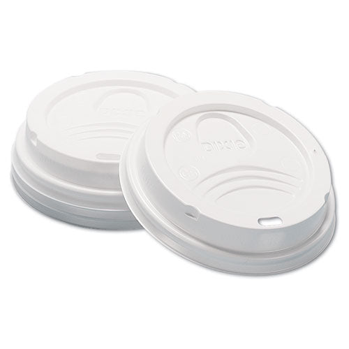 Dome Hot Drink Lids, Fits 8 Oz Hot Cups, Plastic, White, 100/sleeve, 10 Sleeves/carton