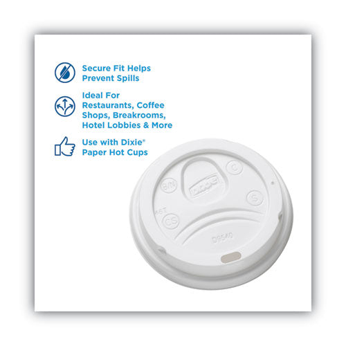 Sip-through Dome Hot Drink Lids, Fits 10 Oz Dixie Hot Cups, Plastic, White, 100/pack, 10 Packs/carton