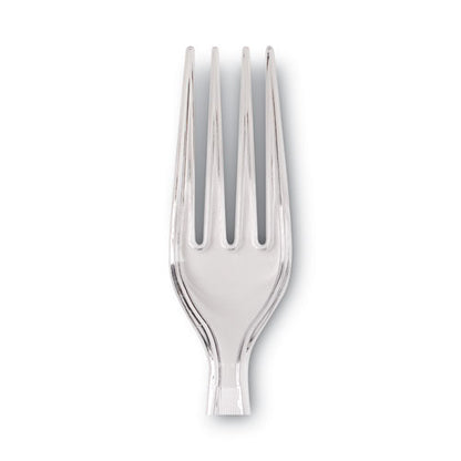 Plastic Cutlery, Heavyweight Fork, Clear, 1,000/carton