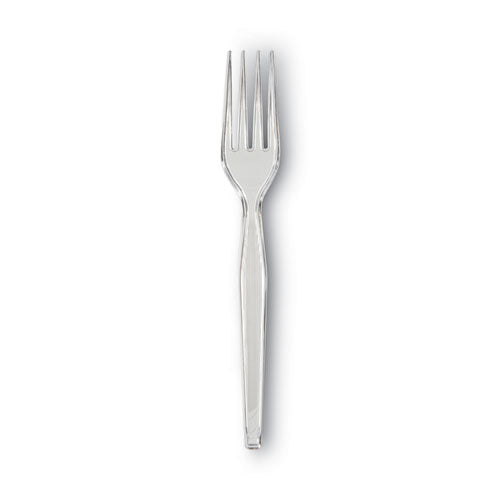 Plastic Cutlery, Heavyweight Fork, Clear, 1,000/carton