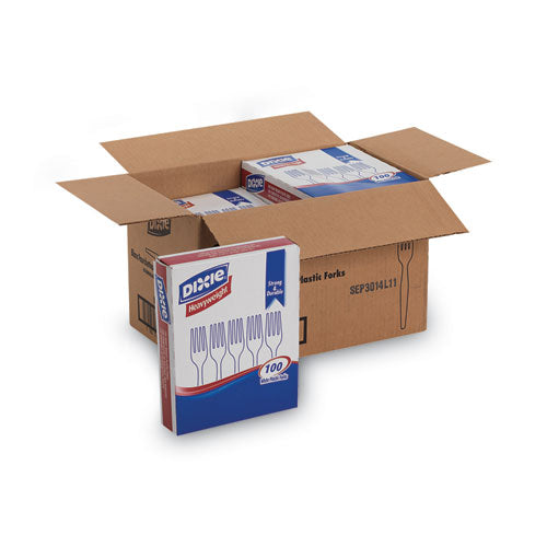 Plastic Cutlery, Heavyweight Fork, White, 100/box, 10 Boxes/carton