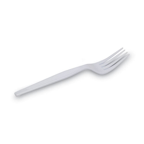 Plastic Cutlery, Heavyweight Fork, White, 100/box, 10 Boxes/carton