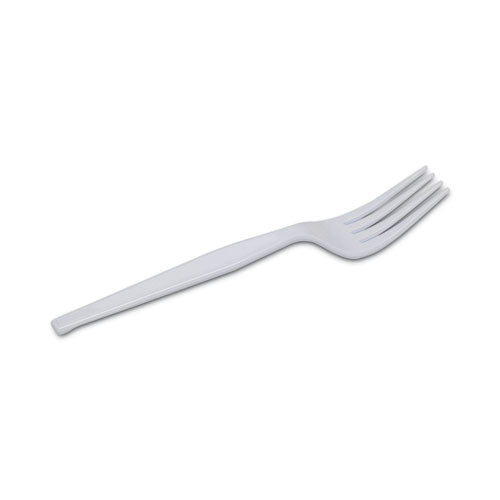 Plastic Cutlery, Heavyweight Fork, White, 100/box