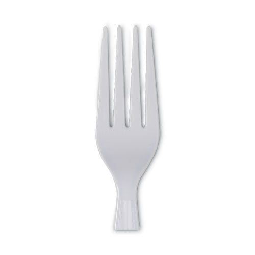 Plastic Cutlery, Heavyweight Fork, White, 100/box