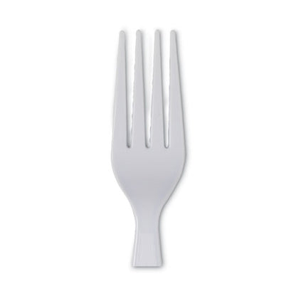 Plastic Cutlery, Heavyweight Fork, White, 100/box