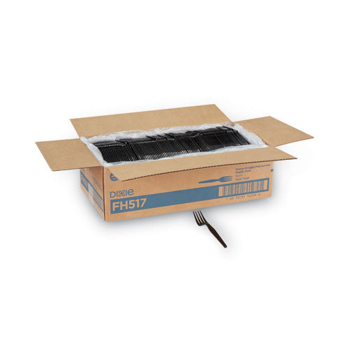 Plastic Cutlery, Heavyweight Fork, Black, 1,000/carton