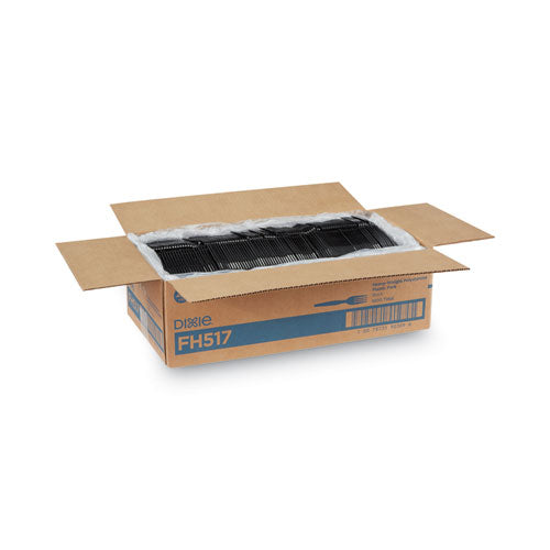 Plastic Cutlery, Heavyweight Fork, Black, 1,000/carton