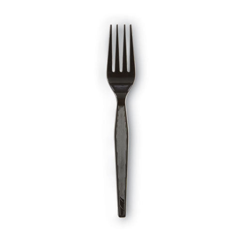 Plastic Cutlery, Heavyweight Fork, Black, 1,000/carton