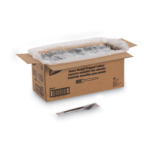 Individually Wrapped Heavyweight Forks, Plastic, Black, 1,000/carton