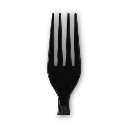 Individually Wrapped Heavyweight Forks, Plastic, Black, 1,000/carton
