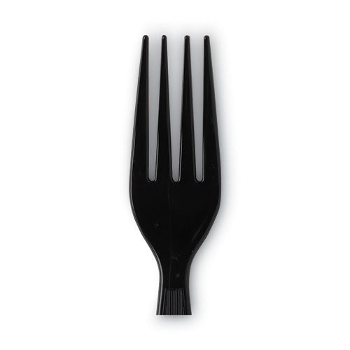 Individually Wrapped Heavyweight Forks, Plastic, Black, 1,000/carton