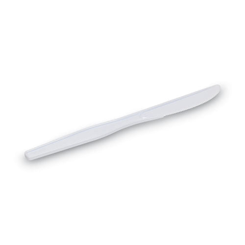 Plastic Cutlery, Heavyweight Knife, 7.5", White, 1,000/carton