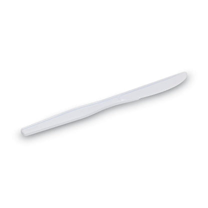 Plastic Cutlery, Heavyweight Knife, 7.5", White, 1,000/carton