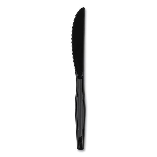 Plastic Cutlery, Heavyweight Knife, Black, 1,000/carton