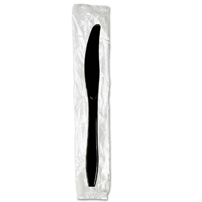 Individually Wrapped Heavyweight Knives, Plastic, Black, 1,000/carton