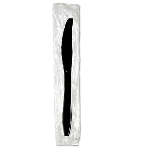 Individually Wrapped Heavyweight Knives, Plastic, Black, 1,000/carton