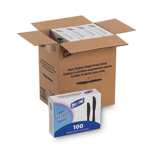 Plastic Tableware, Heavy Mediumweight Knife, Black, 100/box, 10 Boxes/carton