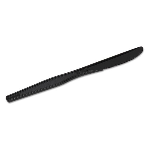 Plastic Cutlery, Heavy Mediumweight Knife, Black, 1,000/carton
