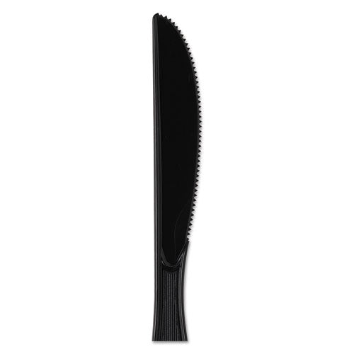 Plastic Cutlery, Heavy Mediumweight Knife, Black, 1,000/carton