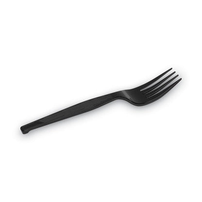 Individually Wrapped Heavyweight Forks, 6.88", Plastic, Black, 1,000/carton