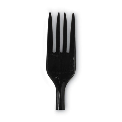 Individually Wrapped Heavyweight Forks, 6.88", Plastic, Black, 1,000/carton