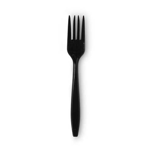 Individually Wrapped Heavyweight Forks, 6.88", Plastic, Black, 1,000/carton