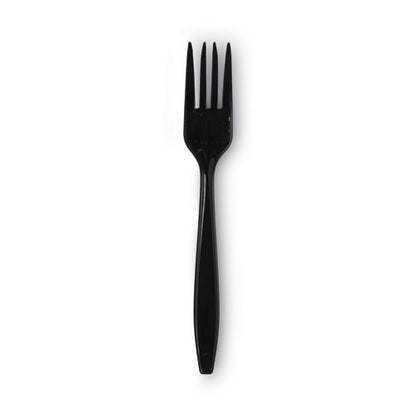 Individually Wrapped Heavyweight Forks, 6.88", Plastic, Black, 1,000/carton