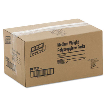 Plastic Cutlery, Mediumweight Fork, Plastic, White, 1,000/carton
