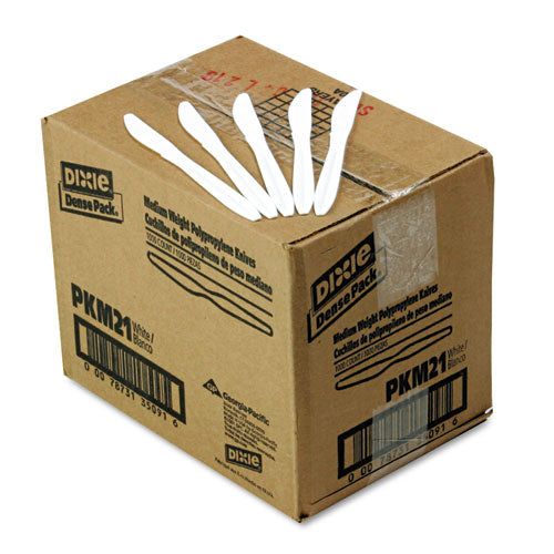 Plastic Cutlery, Mediumweight Knife, White, 1,000/carton