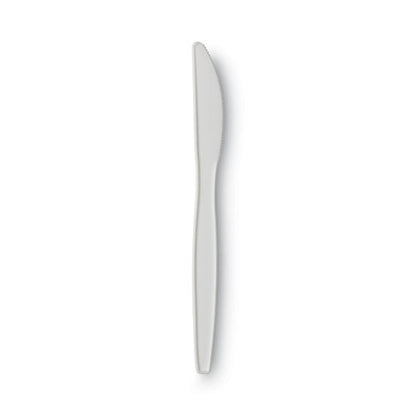 Plastic Cutlery, Mediumweight Knife, White, 1,000/carton