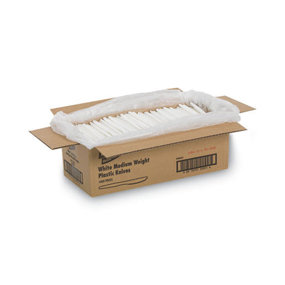 Plastic Cutlery, Mediumweight Knife, White, 1,000/carton