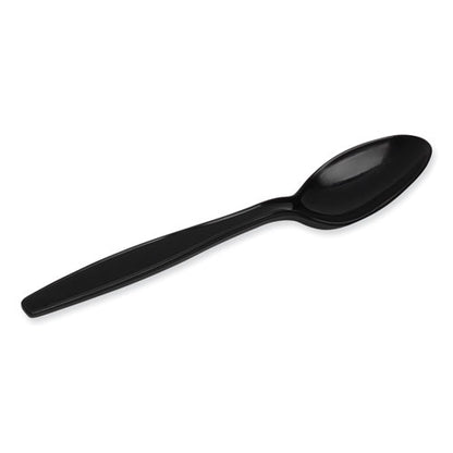 Individually Wrapped Heavyweight Spoons, Plastic, Black, 1,000/carton