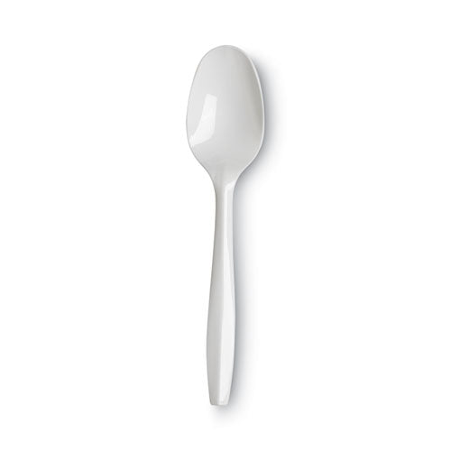 Plastic Cutlery, Mediumweight Spoon, White, 1,000/carton