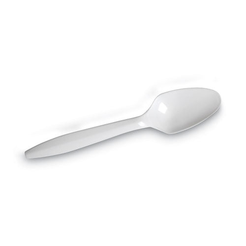 Plastic Cutlery, Mediumweight Spoon, White, 1,000/carton
