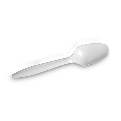 Plastic Cutlery, Mediumweight Spoon, White, 1,000/carton