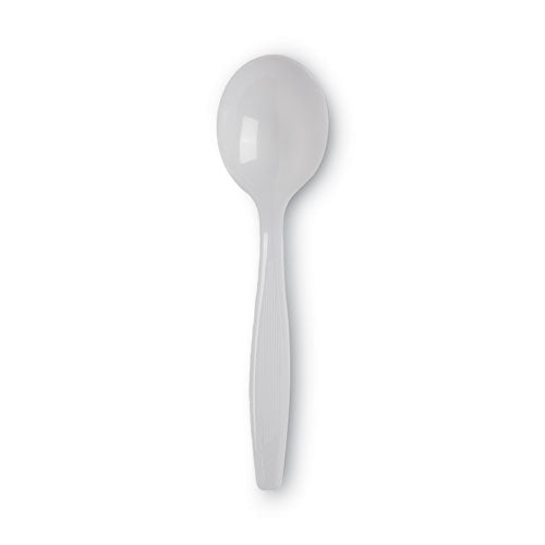 Plastic Cutlery, Heavyweight Soup Spoon, White, 100/box