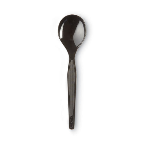 Plastic Cutlery, Heavyweight Soup Spoon, Black, 1,000/carton