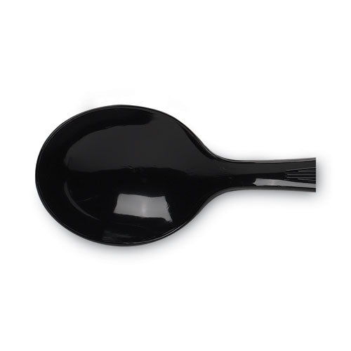 Plastic Cutlery, Heavyweight Soup Spoon, Black, 1,000/carton