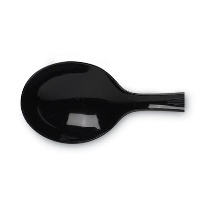 Plastic Cutlery, Heavyweight Soup Spoon, Black, 1,000/carton
