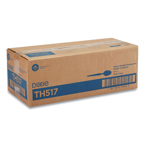 Plastic Cutlery, Heavyweight Spoon, Black, 1,000/carton