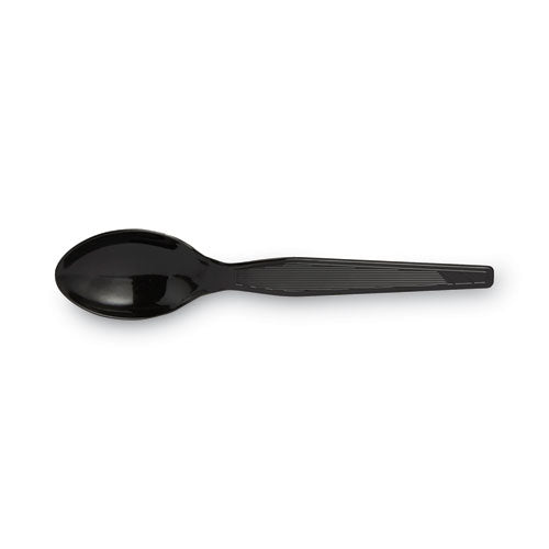 Plastic Cutlery, Heavyweight Spoon, Black, 1,000/carton
